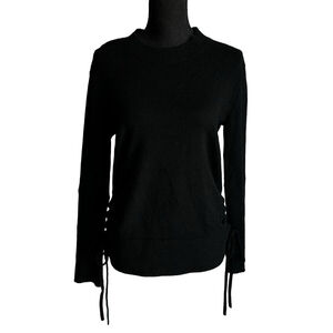 Aqua Cashmere Black Sweater that Ties on the Sides Sz S